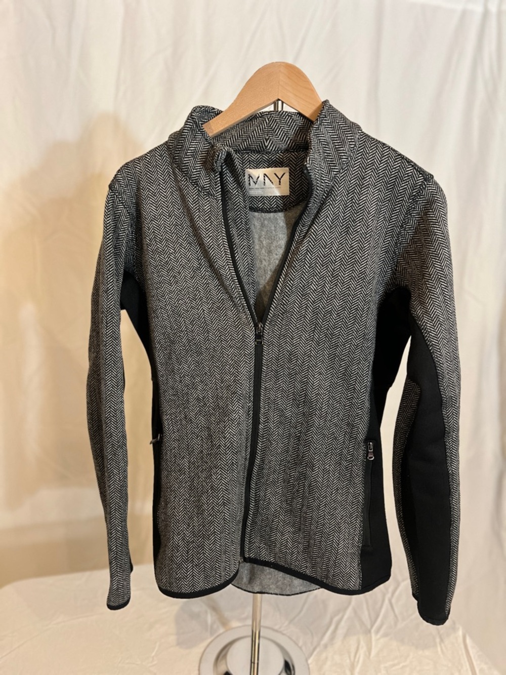 Marc Anthony Black and Gray Herringbone Zip Jacket